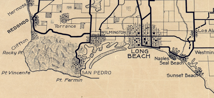 San Pedro Long Beach 1915 AAA map